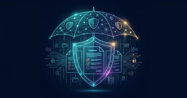 Versicherungsvertrag und digitales Schloss als Symbol für Cyber-Versicherungsschutz