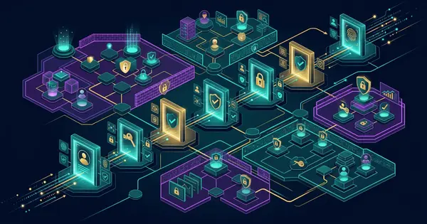 Schematische Darstellung einer Zero-Trust-Architektur mit Verifizierungspunkten